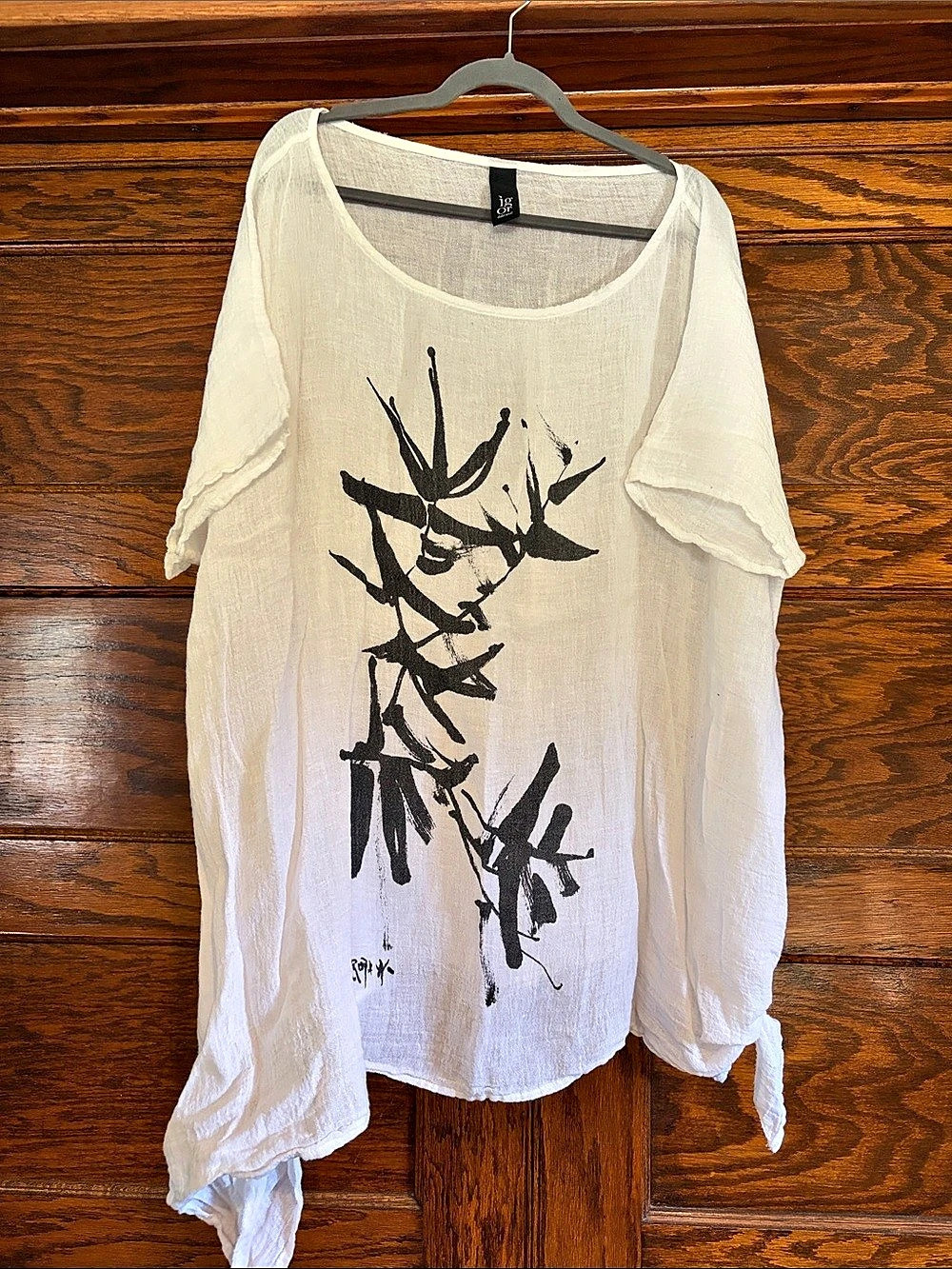 Igor Linen Graphic Tunic in White Size XL